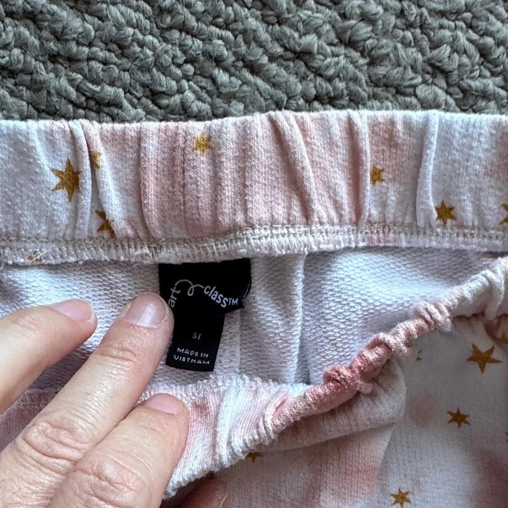 art class Pink Tie-Dye Star Ruffle Sleeve Pajama Set